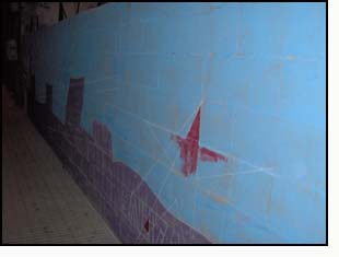 Imagem do mural cuja realizacom impediu a Polícia espanhola em Ourense