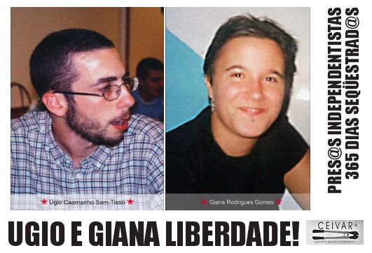Cartaz da campanha nacional de Ceivar contra a expatriacom e encarceramento d@s pres@s independentistas