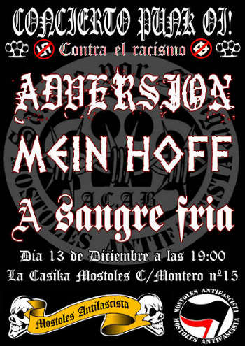 Concierto Punk Oi! Contra el Racismo - Sabado 13 Diciembre 19h